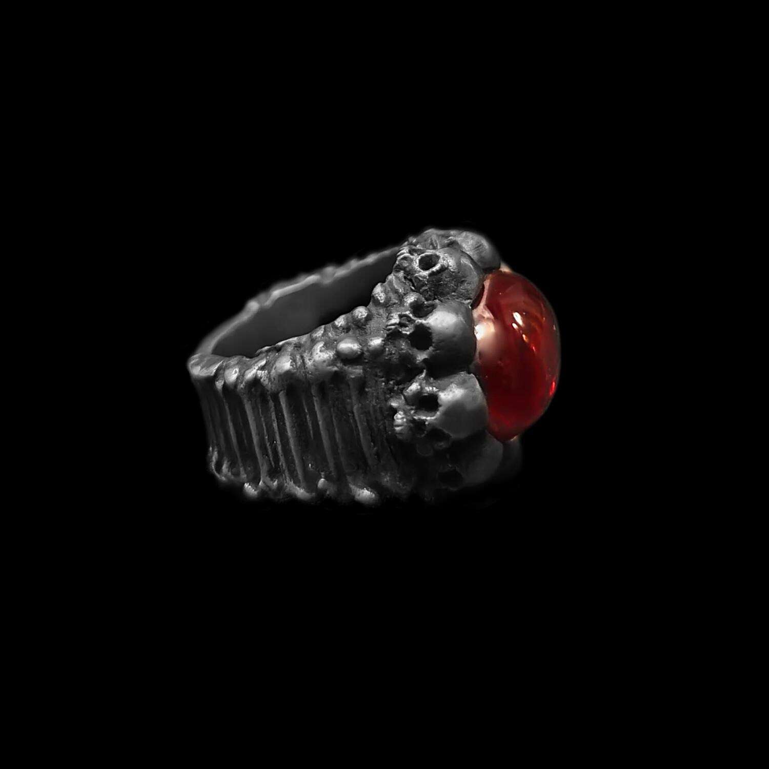Skull Ruby Ring in 925 sterling silver alternate angle