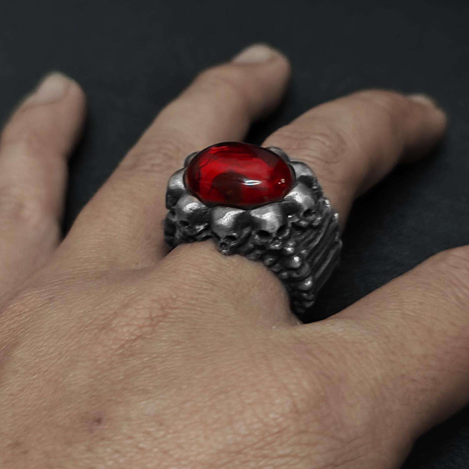 Skull Ruby Ring in 925 sterling silver view 8