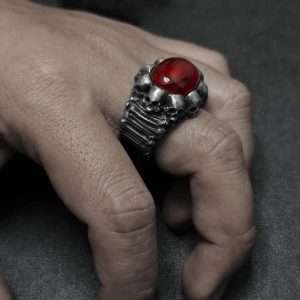 Skull Ruby Ring in 925 sterling silver view 9