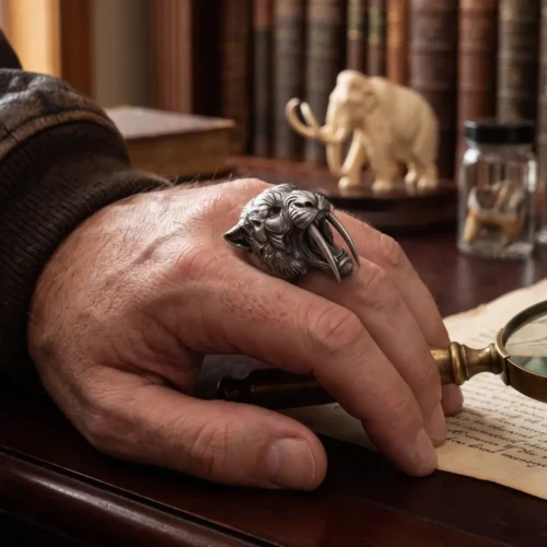 Sabertooth Tiger Ring in 925 sterling silver alternate angle
