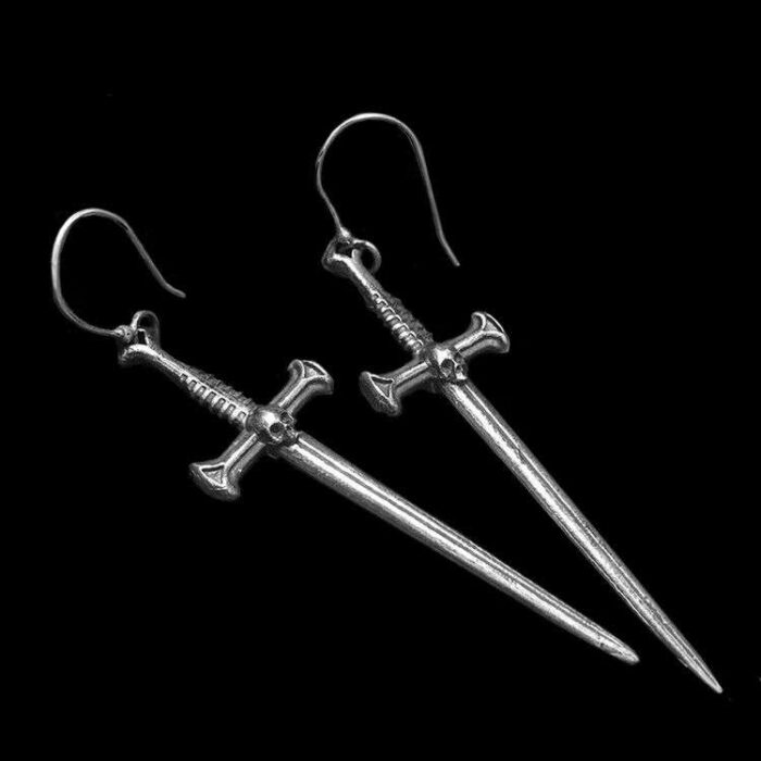 Skull Sword Earrings by MENSSKULL as 925 silver earrings for men