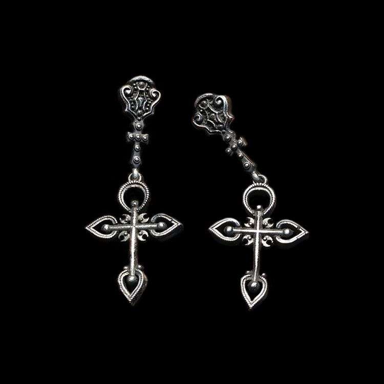 Saint Cross Skull Cross by MENSSKULL as 925 silver earrings for men