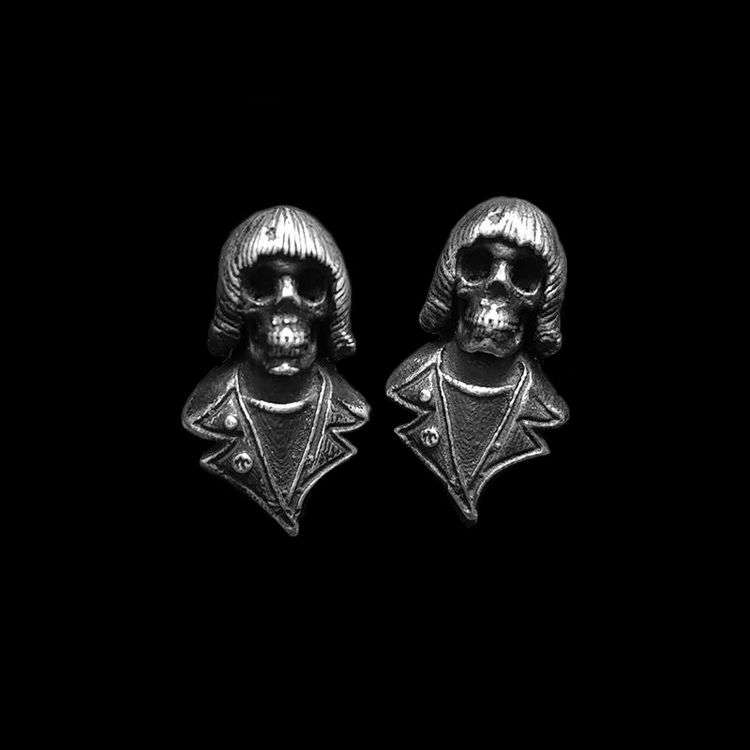 Punk Skull Earrings by MENSSKULL as 925 silver earrings for men