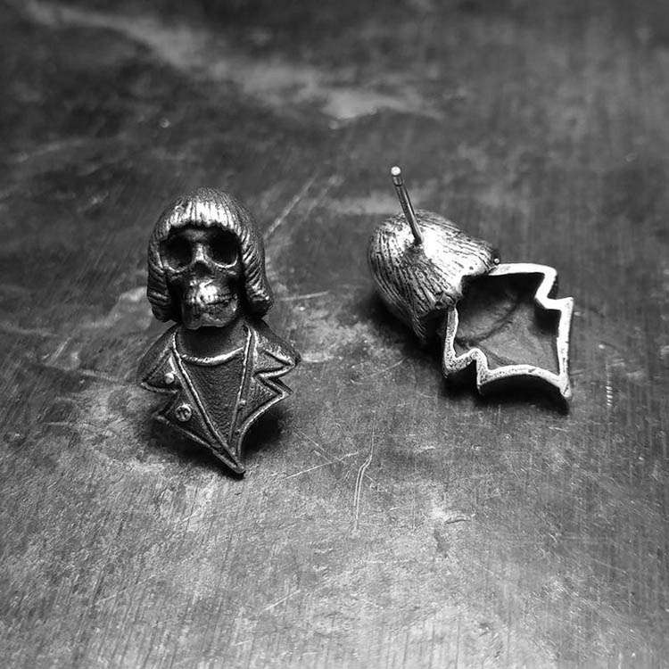 Beatles Punk Skull Earbob | Handmade Silver Men's Ear Jewelry