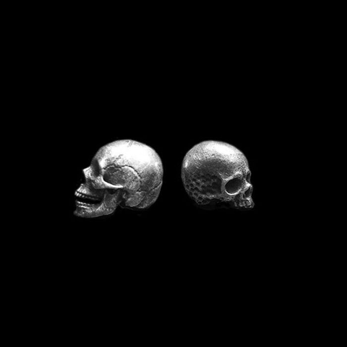 Big and Small Skull Earrings by MENSSKULL as 925 silver earrings for men