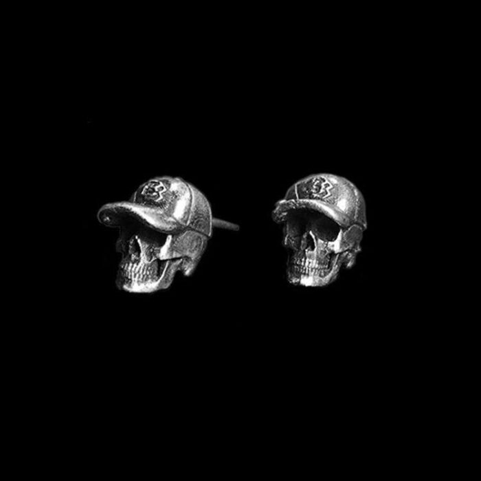 Tennis Skull Earrings by MENSSKULL as 925 silver earrings for men