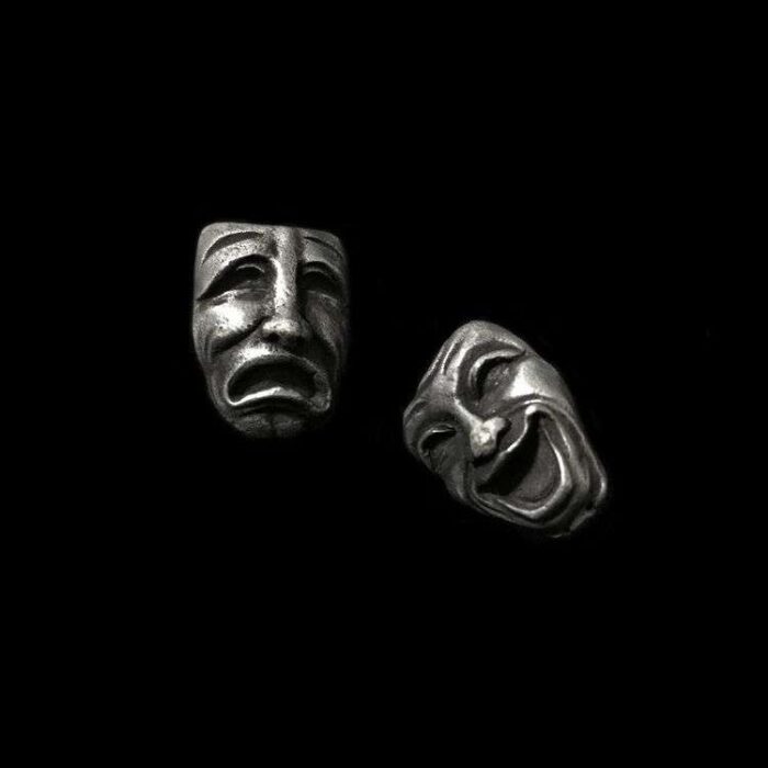 Cry and Smile Earrings by MENSSKULL as 925 silver earrings for men