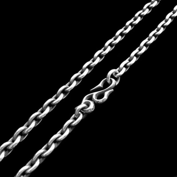 qs button necklace as a men's silver necklace with qs button design