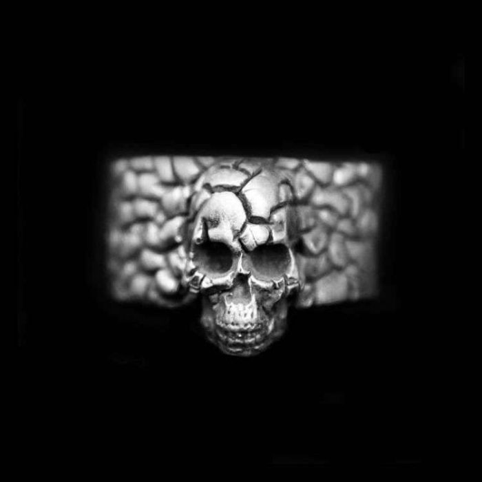skull pinky ring as a men's statement ring with skull pinky design