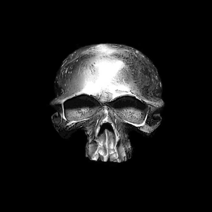 minimal no jaw skull ring as a men's statement ring with minimal no jaw skull design