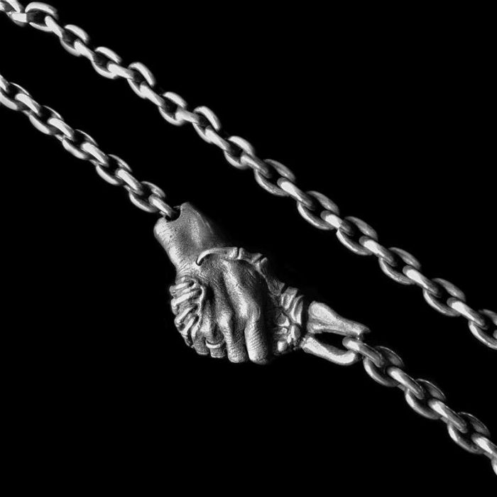 demon trade skull necklace as a men's silver necklace with demon trade skull design