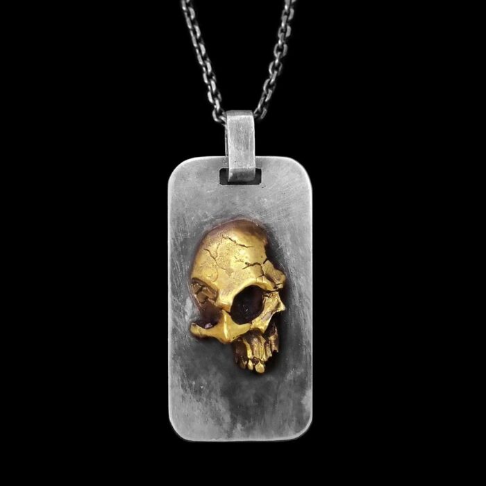 Half Skull Necklace in 925 sterling silver front view