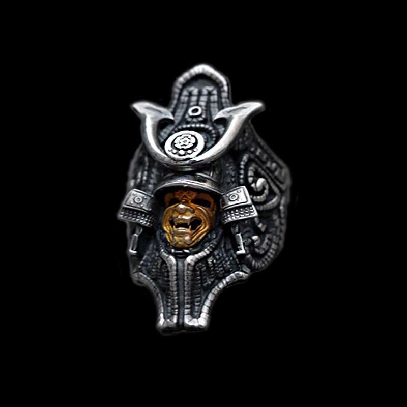 Skull Mask Warrior Ring by MENSSKULL as 925 silver ring for men