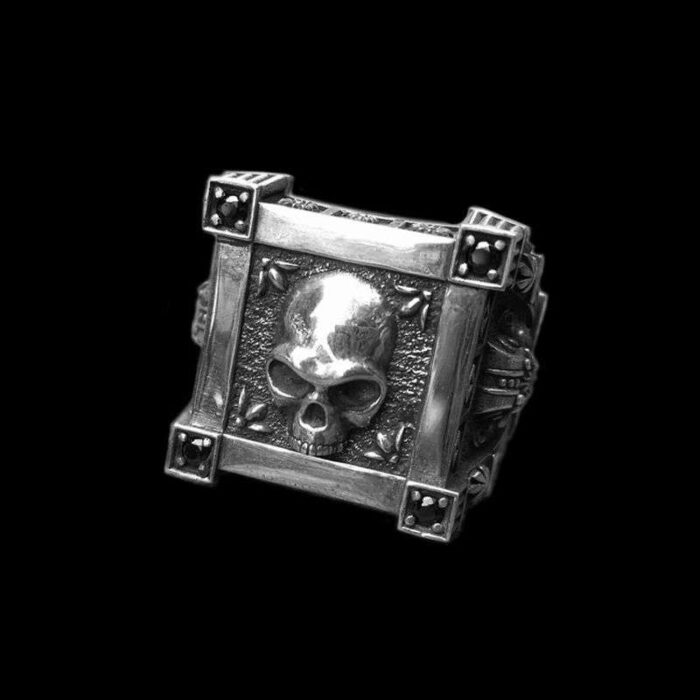 gothic seal skull ring as a men's statement ring with gothic seal skull design