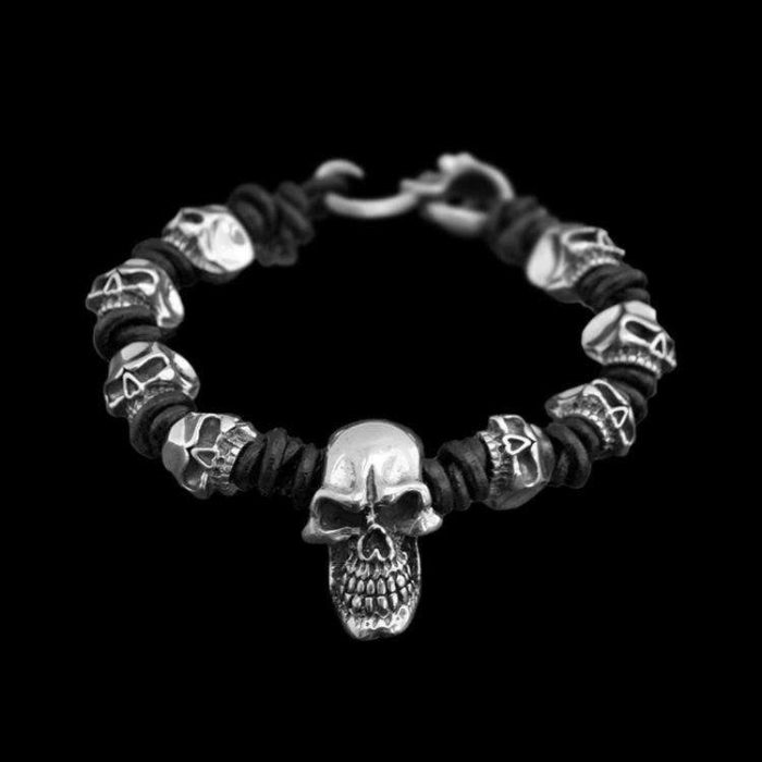 gothic skull bracelet as a handmade men's silver bracelet with gothic skull design