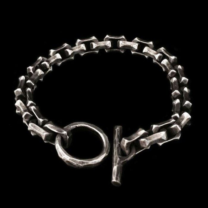 Silver bracelet for men 925 silver Angular T ring bracelet